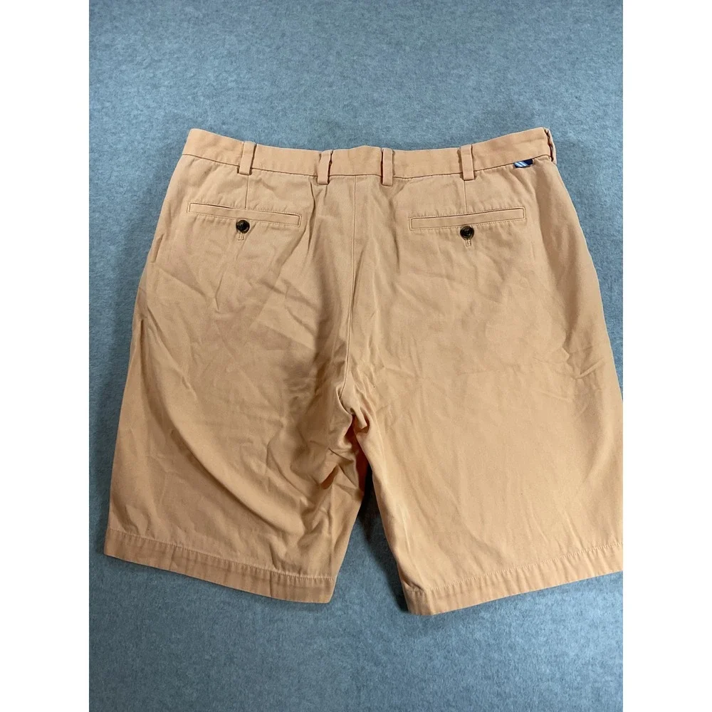 Brooks Brothers Mens Peach Orange Cotton Chino Shorts Size 38 Flat Front 1870